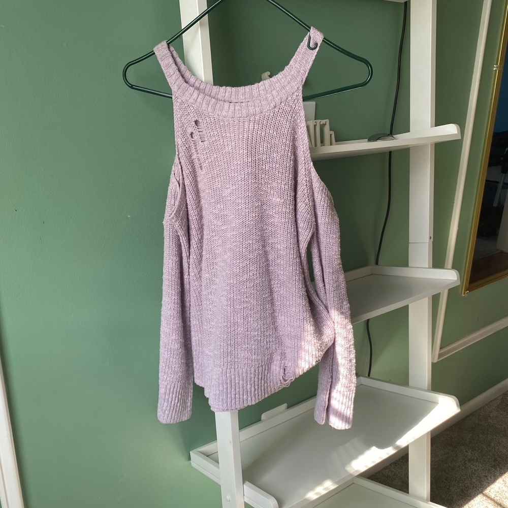 Lilac Open Shoulder Sweater